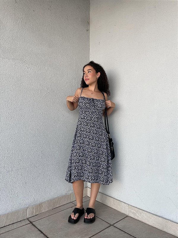 Vestido acinturado com amarração Talita