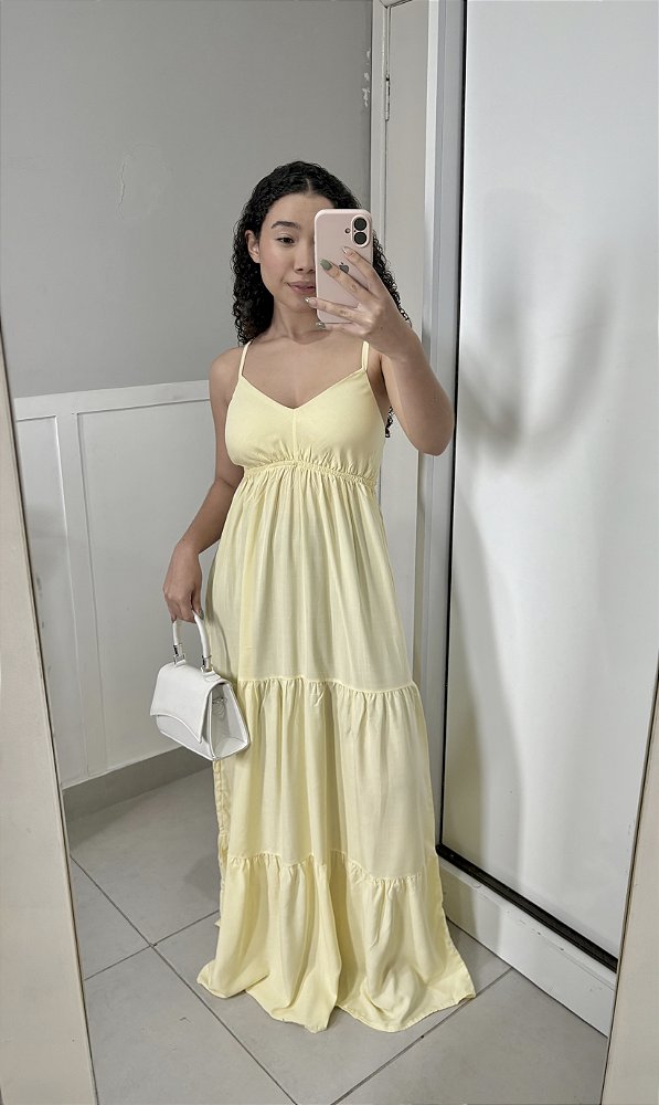 Vestido longo de viscolinho Rebecca