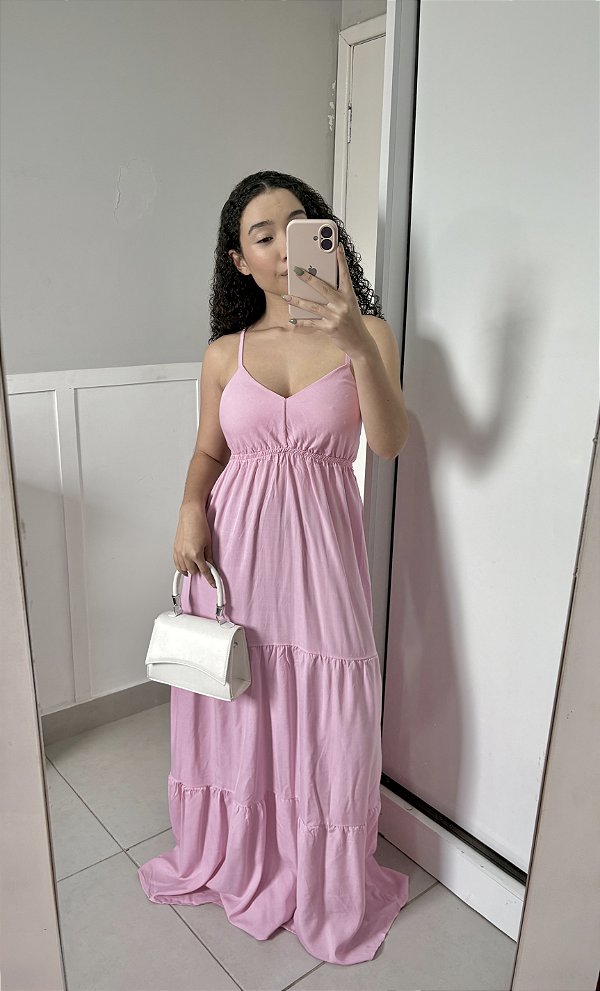 Vestido longo de viscolinho Rebecca