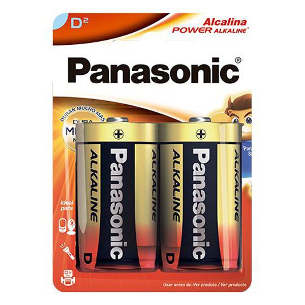 Pilha alcalina D Panasonic LR20XAB2B (Blister com 2)