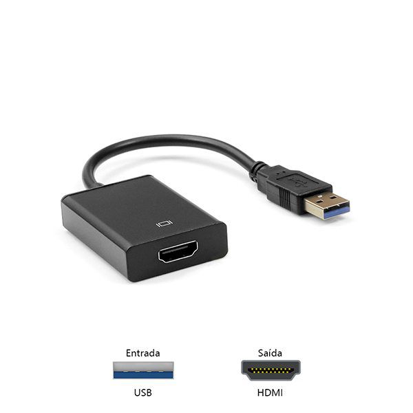 Cabo adaptador USB 2.0 x HDMI-F Plus Cable ADP-USBHDMI10BK