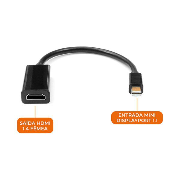 Cabo adaptador Mini Displayport-M x HDMI-F Plus Cable ADP-MDPHDMI10BK