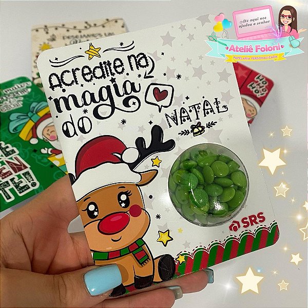 10 Cartões Personalizados com Blister de Doces Natal