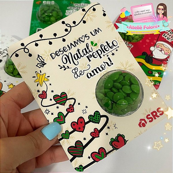 10 Cartões Personalizados com Blister de Doces Natal