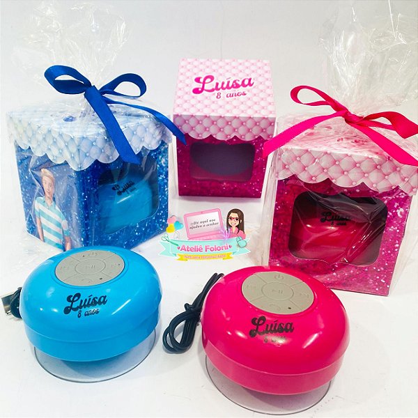 Caixinha de Som Bluetooh estampada com Caixa Personalizada Outubro Rosa