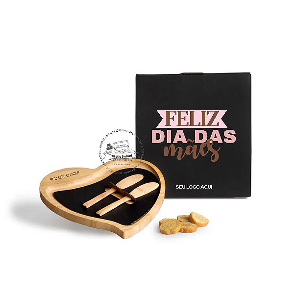 Petisqueira Em Bambu Com Formato De Coração Com Espátulas Personalizado