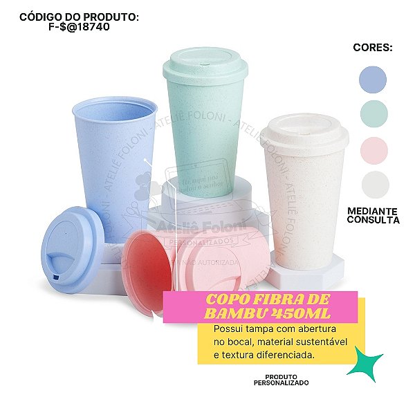 Copo Fibra de Bambu 450ml  Personalizado