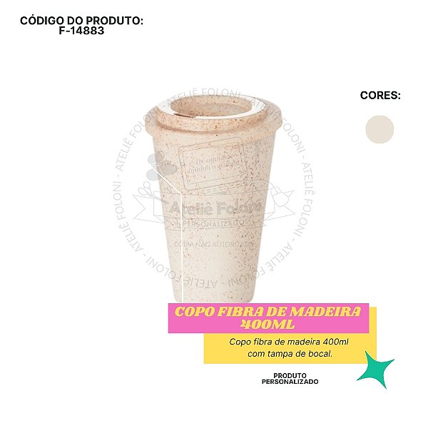 Copo Fibra de Madeira 400ml Personalizado