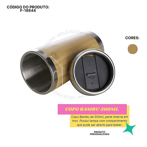 Copo Bambu 500ml Personalizado