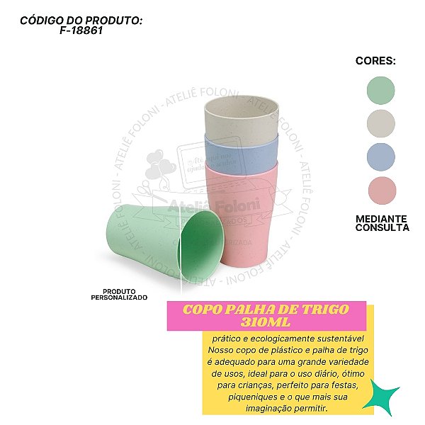 Copo Palha de Trigo 310ml  Personalizado