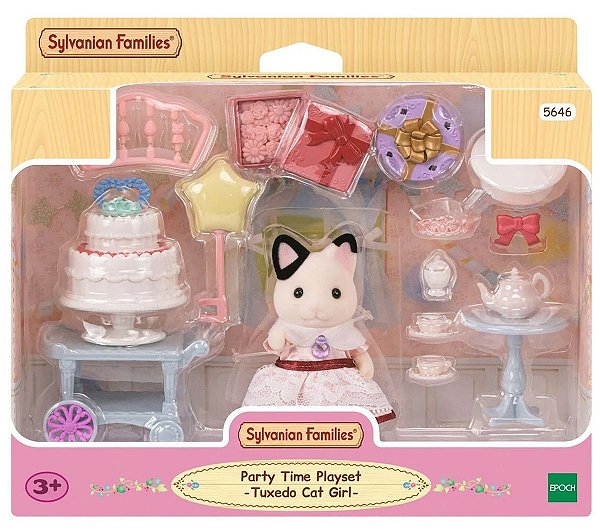 Sylvanian Families - Conjunto Hora Da Festa - Menina Gata Malhada Epoch 5646