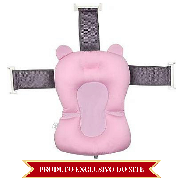 Almofada de Banho para Bebe com Alça Rosa