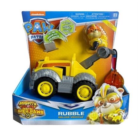Veiculo E Figura Patrulha Canina 1465 - Rubble DELUXE Mighty Pups Sunny