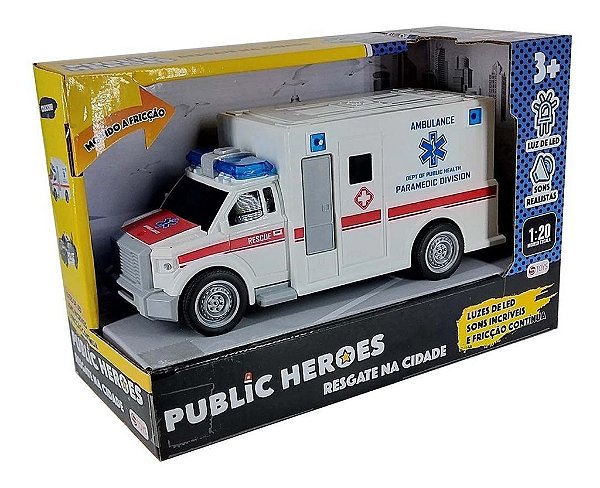 Ambulância de Fricção 1:20 com Luz e Som - Shiny Toys