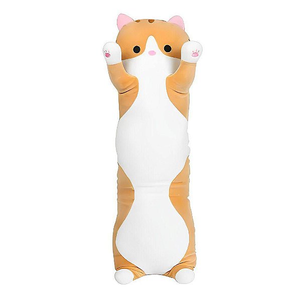 Pelucia Gato Salsicha Cushion Amarelo 70cm - Fun