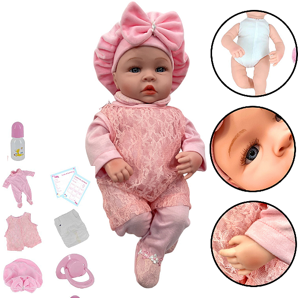 Roupa Para Boneca Bebe Reborn Coelho Com Bolinha Rosa - Shiny Toys