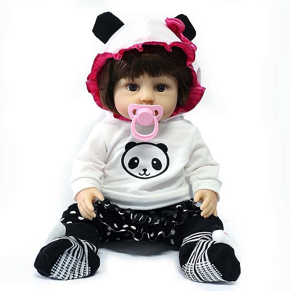 Boneca Bebê Reborn - Maria Helena Pandinha Corpo 100% Vinil