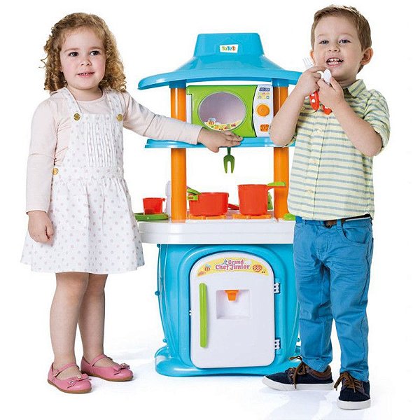 Cozinha Infantil Pia Com Água E Som Le Grand Chef Azul e Laranja Calesita