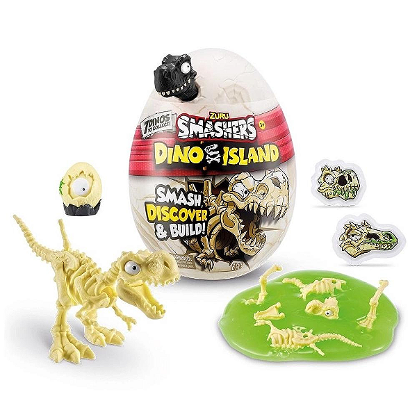 Smashers Dino Island Ovo Pequeno Preto 6 Surpresas F0120 - Fun