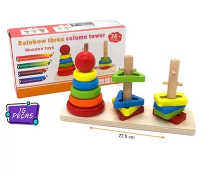 Brinquedo de Encaixar Empilha Argolas Montessori