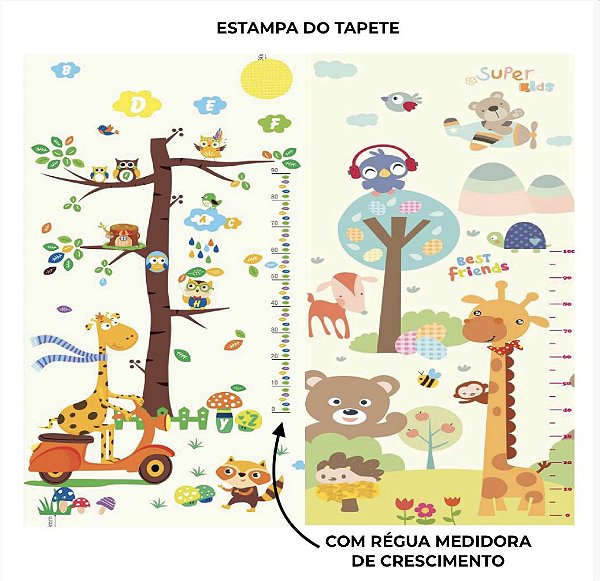 Tapete Atividade Infantil 1,5x2m Dupla Face Dobrável 1cm de Espessura