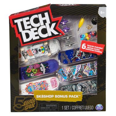 Skate de Dedo Tech Deck com 6 Skates - Edição Santa Cruz