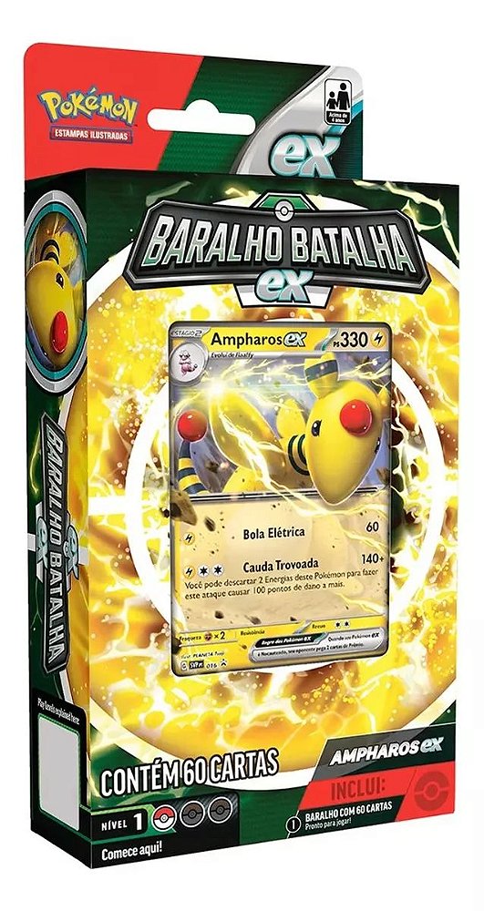 DECK POKEMON BARALHO BATALHA Ampharos EX - Ultra rara - TRENDS Brinquedos