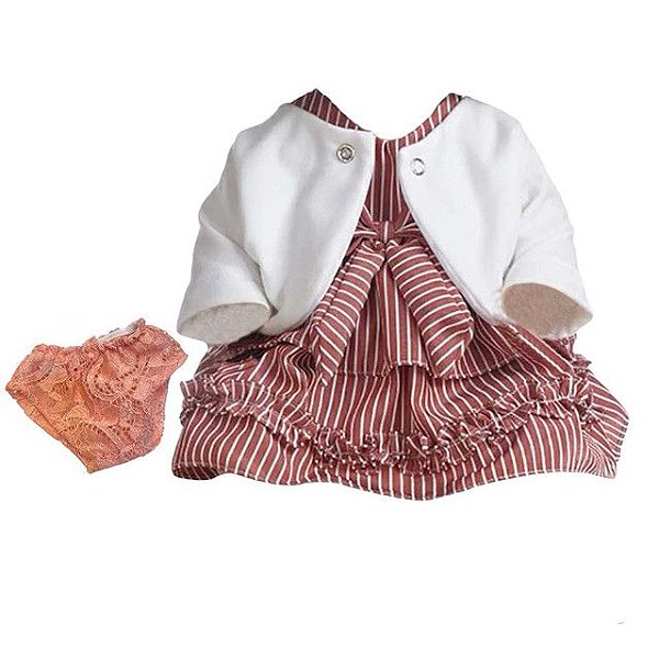 Roupa Para Boneca Bebe Reborn Laura Baby Vestido Listrado