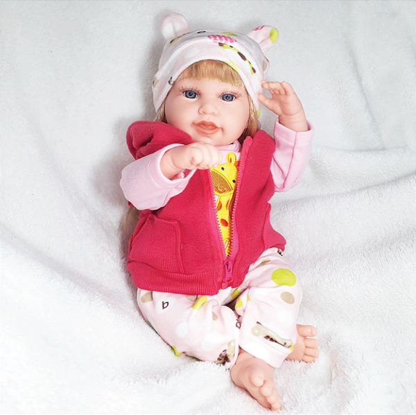 Boneca Bebê Reborn - Carina Loira 45 cm Corpo de Pano 706