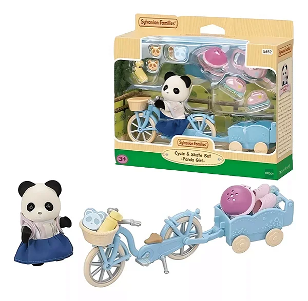 Sylvanian Families Conjunto Bicicleta Patins Menina Panda 5652