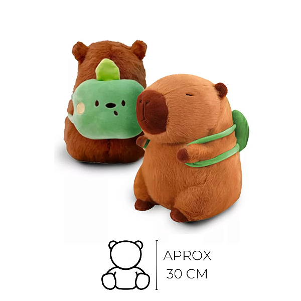 Pelucia de Capivara com Mochila Verde 30 cm