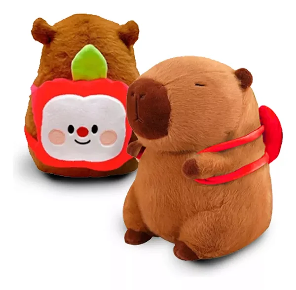 Pelucia de Capivara com Mochila Maça 30 cm