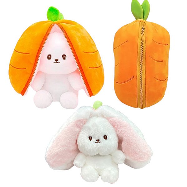 Coelho Cenoura Laranja de Pelúcia 20 cm 2 em 1 - Páscoa