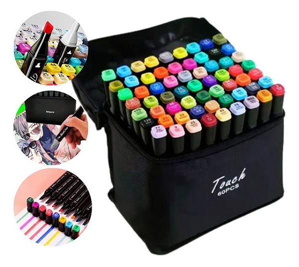 Caneta Permanente 60 Cores Ponta Dupla Bobbie Goods *