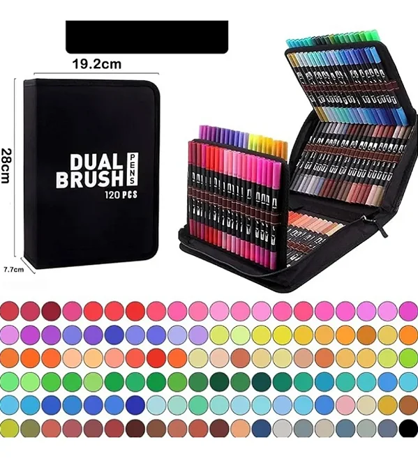 Caneta Dual Brush 100 Cores Ponta Dupla Bobbie Goods