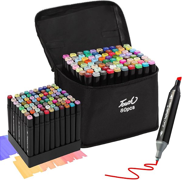 Caneta Marcador Touch 80 Cores Ponta Dupla Bobbie Goods