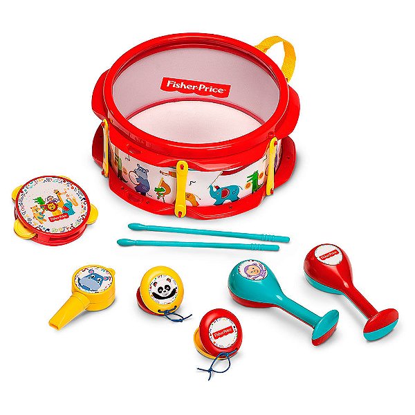Kit Banda Tambor Pandeiro Chocalho Fisher Price