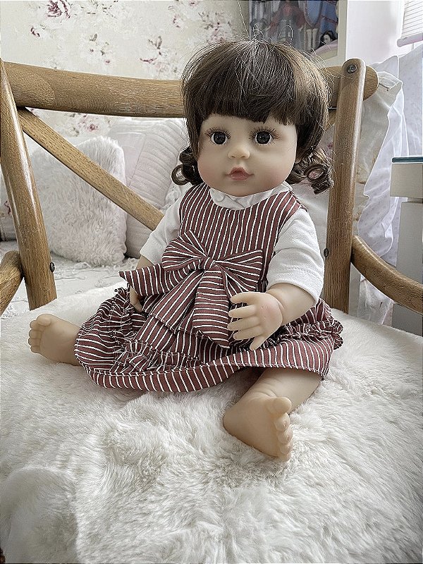 Boneca Bebe Reborn Laura Baby Mariah 45 cm e Corpo 100% Vinil