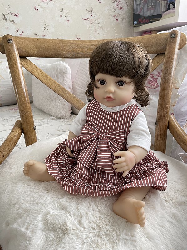 Boneca Bebe Reborn Laura Baby Mariah 45 cm e Corpo 100% Vinil