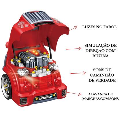 Caminhão Brincando Mecânico Sons Luzes Construção 34 cm Zoop