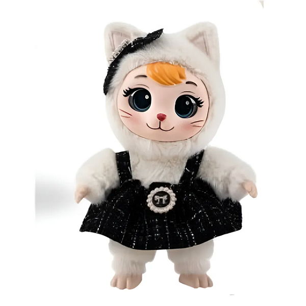 BONECA PELUCIA CHAVEIRO GATINHA LAMIMI NINA BRANCO VESTIDO 9163-08