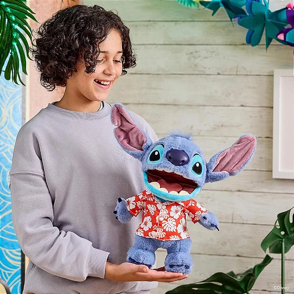Pelucia Disney Stitch Havaiano Interativo e Realista 30cm - Stitch - Fantoche