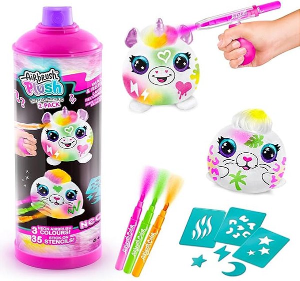 Pelúcia para Pintar com 2 Air brush Spray Neon - FUN F1660