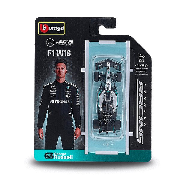 Miniatura Carro Formula 1 Mercedes George Russell 1:64 Bburago