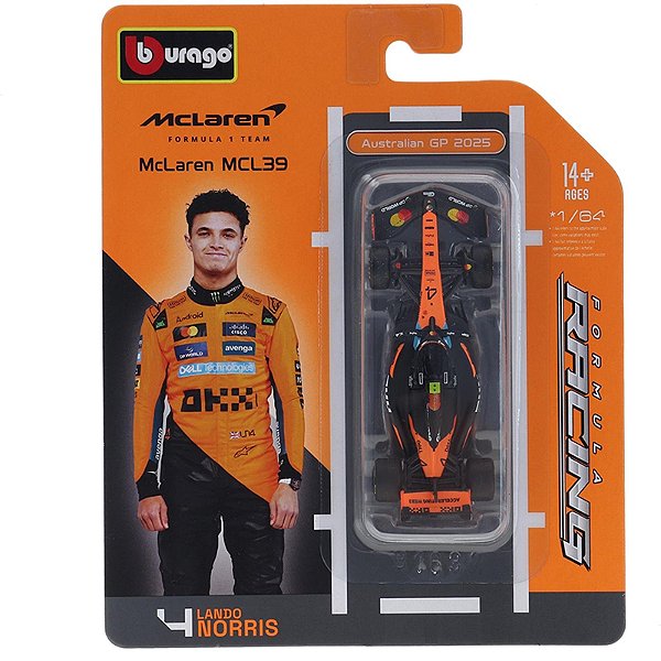 Miniatura Carro Formula 1 Mclaren Lando Norris 1:64 Bburago