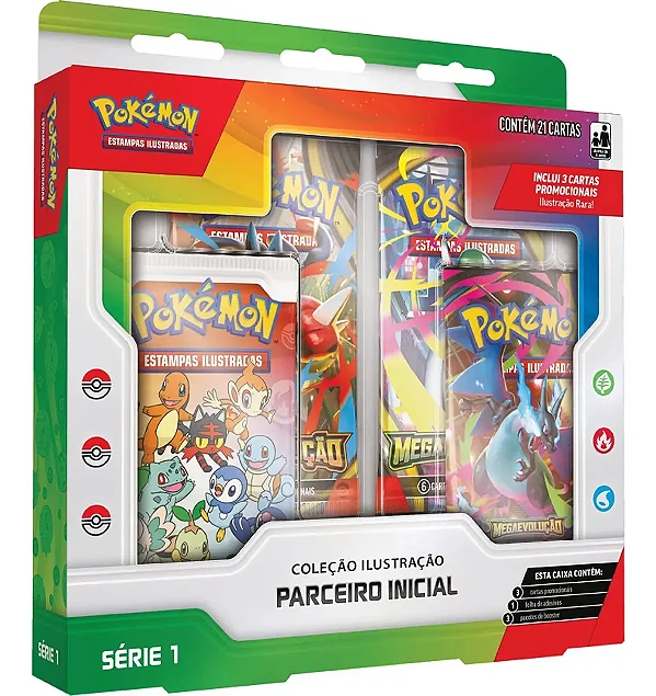 Box Pokemon Cartas  Coleção Ilustração Parceiro Inicial - Series 1