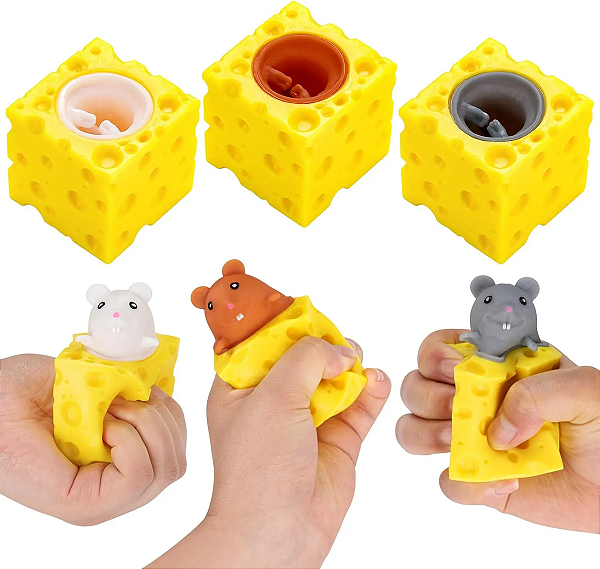 Squishy Queijo Rato de Apertar Anti Estresse