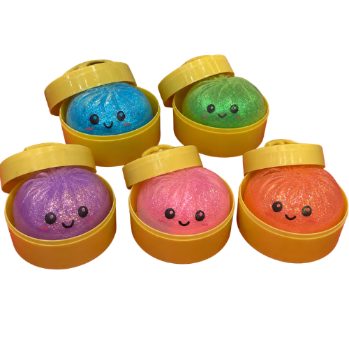 Fidget Toy Squishy Dumpling Bolinho Glitter Surpresa Anti Stress