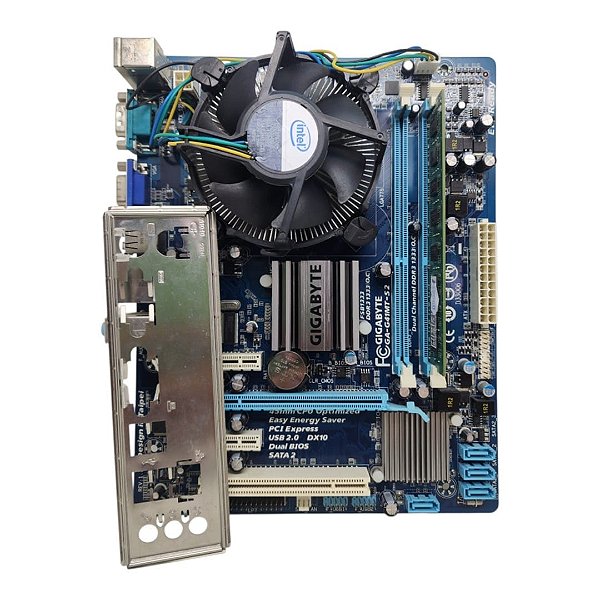 Kit Placa Mãe Gigabyte GA-G41MT-S2 Core 2Duo E7500 2Gb Ddr3 VGA/Serial C/ Espelho