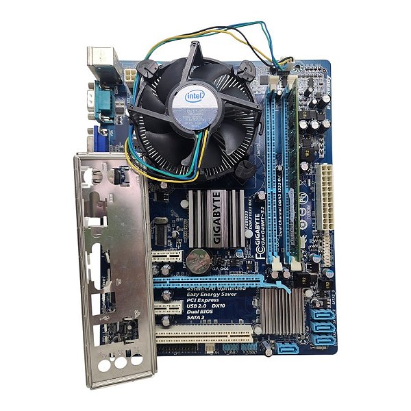Kit Placa Mãe Gigabyte GA-G41MT-S2 Core 2Duo E7600 2Gb Ddr3 VGA/Serial C/ Espelho